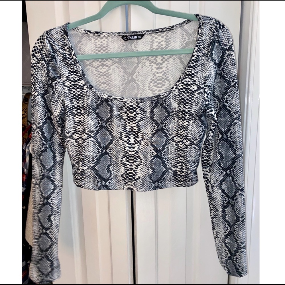 Snakeskin Long Sleeve Crop Top